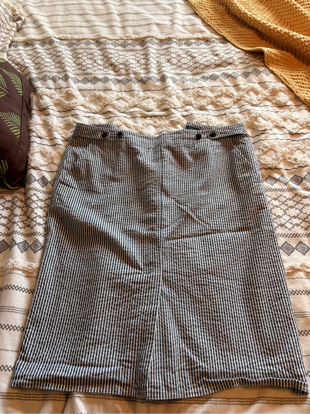 Ann Taylor Black and White Gingham Pencil Skirt
